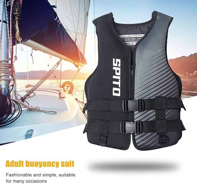 3 SPITO Adult Adjustable Buoyancy Vest for Water Activities, 40-110KG