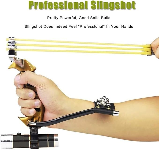1 Durable Collapsible Sling Launcher, Versatile Hunting Sling Set, Wrist Support Catapult for Fishing and Survival, Complete with 2 Elastic Bands and Projectiles