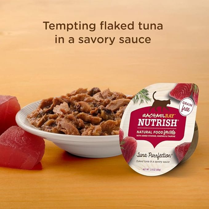 3 Rachael Ray Nutrish Natural Wet Cat Food, Tuna Purrfection Recipe, 2.8 Ounce Cup (Pack of 12), Grain Free