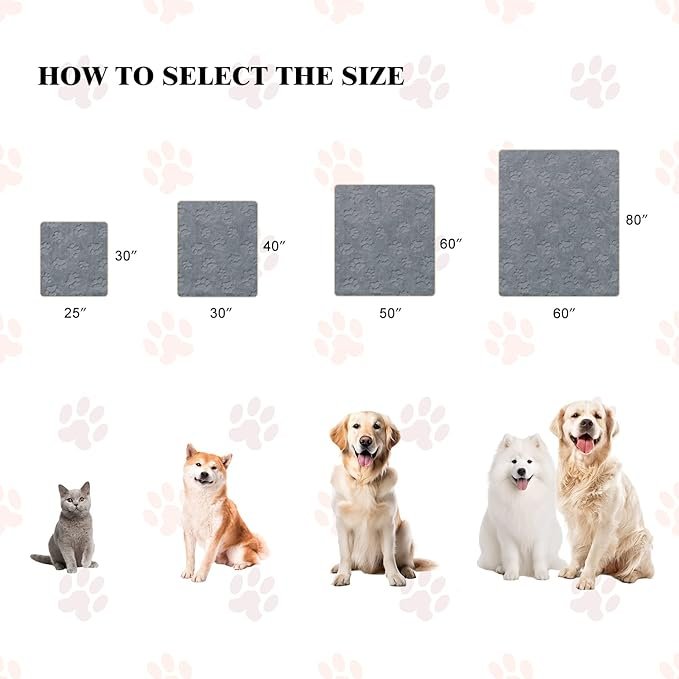 4 Qeils Pet Blankets for Cats - Waterproof Cat Blanket Washable - Sherpa Fleece Puppy Blanket, Soft Plush Reversible Throw Protector for Bed Couch Car Sofa, 25"X30", Grey