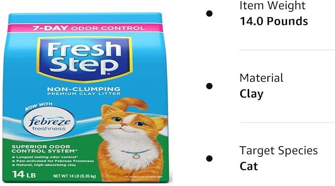 4 Fresh Step Non-Clumping Premium Scented Cat Litter with Febreze Freshness, 14 lbs.