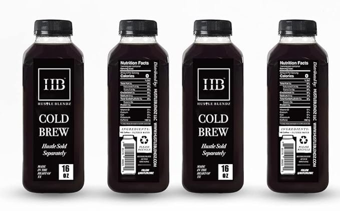 2 Hustleblendz - Cold Brew Straight Black, Set of 4 - Smooth, Unsweetened (0g Sugar)