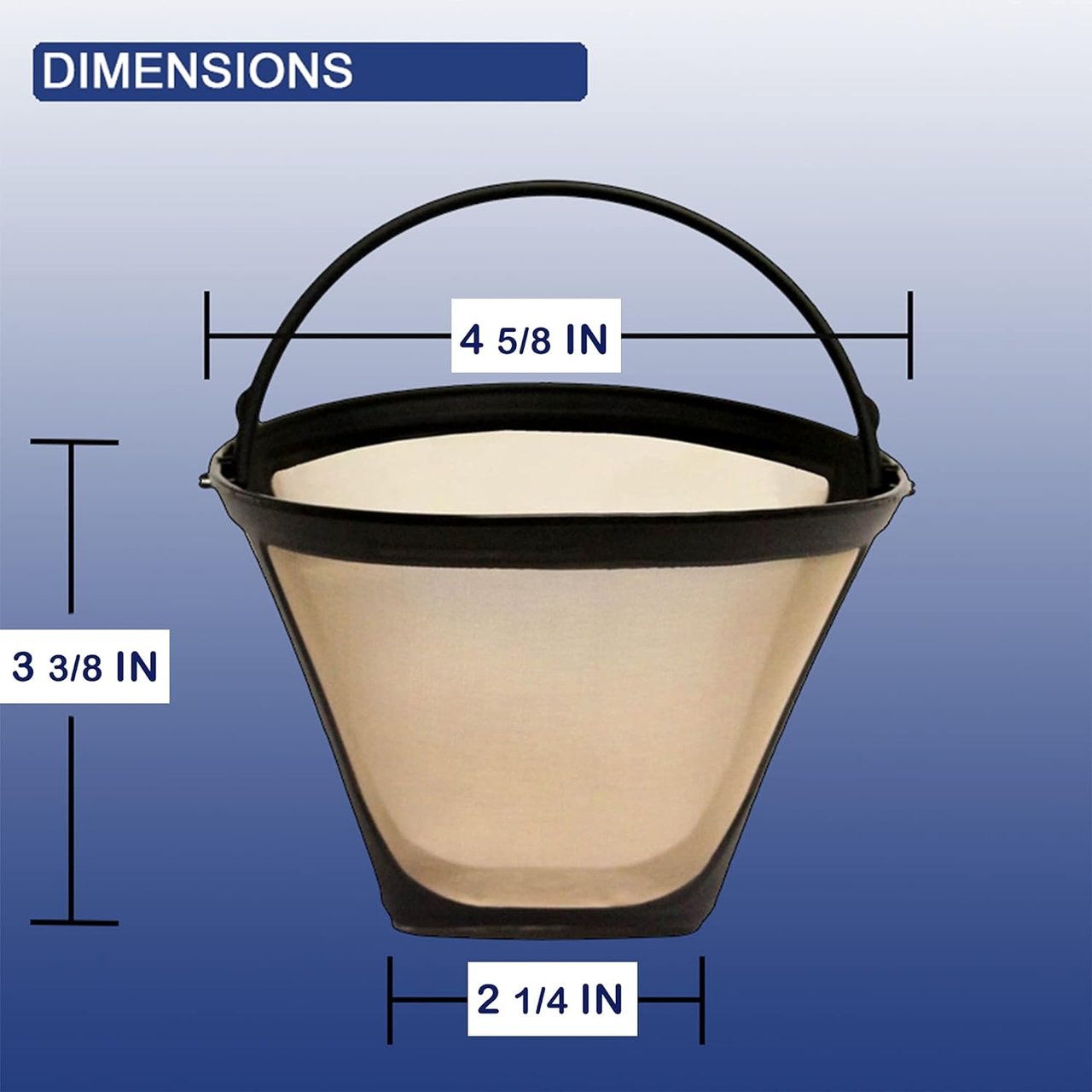 1 Reusable Cone Style Filter for 8-12 Cup Coffee Makers - Goldtone (1 Pack)