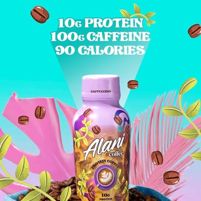 1 Alani Nu Protein Coffee, 100mg Caffeine, 10g Protein, Naturally Flavored, CAPPUCCINO, Only 90 Calories per 12 Fl Oz Bottle (Pack of 12)