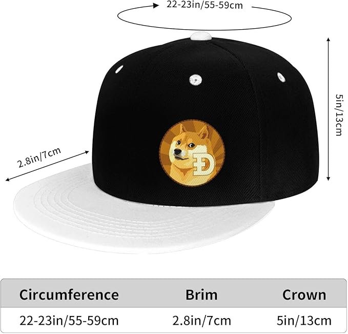 5 Dogecoin Flat Bill Hats Contrast Hip Hop Baseball Cap Unisex Snapback Rock Caps