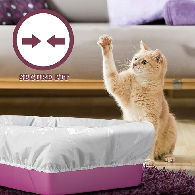 1 Alfapet Cat Litter box liner Disposable, Elastic Liners- 24-count-For Medium and Large, Size Litter Pans- With Sta-Put Technology for Firm, Easy Fit- Quick + Clever Waste Cleaners