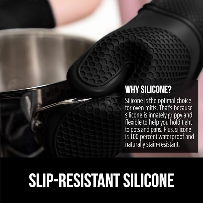 4 Gorilla Grip Silicone Oven Mitts - Heat and Slip Resistant Set
