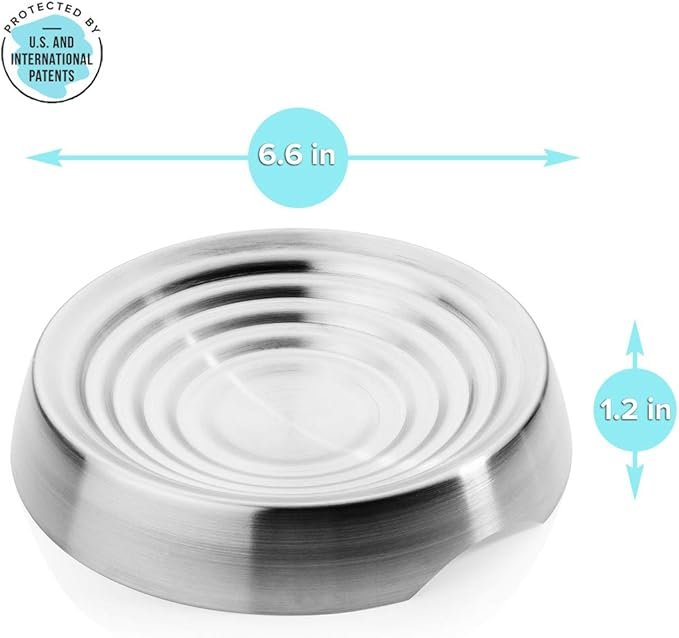 2 CatGuru Cat Bowls, Whisker Stress Free Cat Food Bowl, Reliefs Whisker Fatigue, Wide Cat Bowl, Non Slip Cat Food Bowls, Shallow Cat Dish, Cat Feeding & Watering Supplies (Stainless Steel)