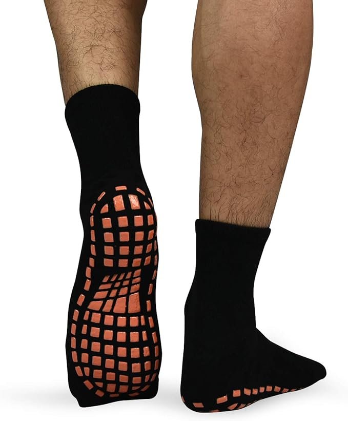 4 ELUTONG Men Non Slip Sticky Grips Socks 3 Pairs Tile Wood Floors Anti-Skid Workout Yoga Pilates Hospital Slipper Socks