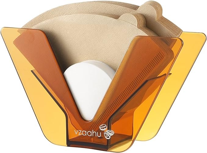 3 Brown Coffee Filter Holder with V60 Filter Paper Set and 100PCS Filters for Pour Over Coffee in Home, Kitchen, Restaurant, Picnic, and Party Settings.