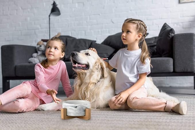 3 AG-UNICORN Ceramic Pet Bowls with Stand - Dog Cat Water Bowl and Food Dish -Heavy Weighted & No Tip Over Pet Comfort Feeding Bowls -Dishwasher Safe & Easy to Clean