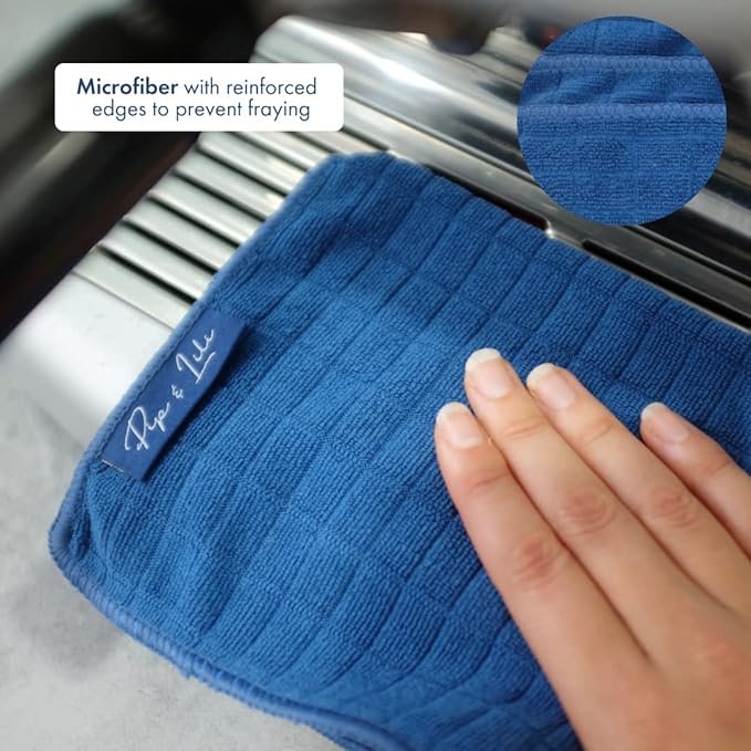 1 Barista CleanMate Set: Hooks for Effortless Storage - Gentle, Super Absorbent Microfiber Cloth for Cleaning Espresso Machine, Grinder, and Coffee Bar Countertop - Simple & Swift Cleanup - Set of 4