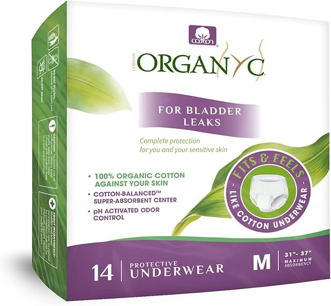 1 Organyc Bladder Control Underwear for Women - Organic Cotton Protective Underwear for Incontinence, Leak Protection, Odor Protection and Sensitive Skin, FSA/HSA Eligible, Medium, 14 Count