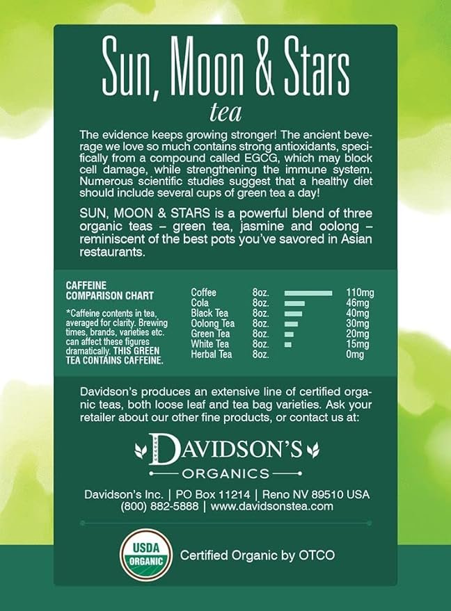 1 Davidson's Organics, Sun, Moon & Stars, 8-count Tea Bags, Pack of 12