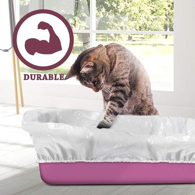 2 Alfapet Cat Litter box liner Disposable, Elastic Liners- 24-count-For Medium and Large, Size Litter Pans- With Sta-Put Technology for Firm, Easy Fit- Quick + Clever Waste Cleaners