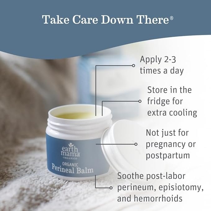 1 Earth Mama Organic Perineal Balm | Naturally Cooling Herbal Salve for Pregnancy and Postpartum Relief with Witch Hazel & Calendula, Feminine Care Essentials, No Benzocaine or Butane, 2-Fluid Ounce