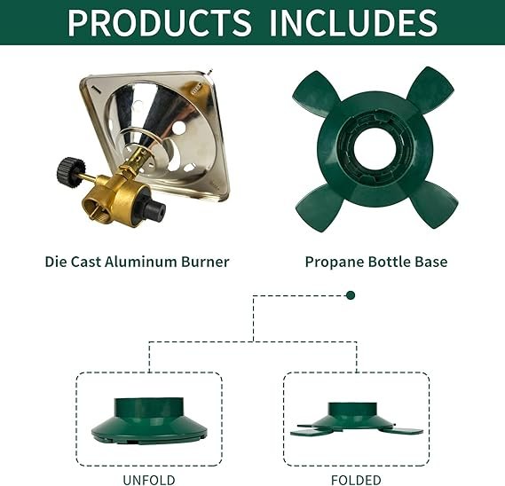 3 KOMAN Camp Gas Stove Camping Propane Stove, Portable Bottletop Backpacking Stove,10000BTU Single Propane Burner for Outdoor Cooking,Fuel by 16 Oz Propane Cylinder (Propane Cylinder not included)