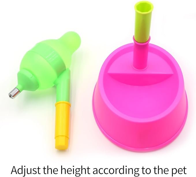 1 DELIFUR Pet Standing Water Dispenser Adjustable Cat Dog Drinking Water Dispenser Bowl with Detachable Pole Automatically Feeding Water (Red)
