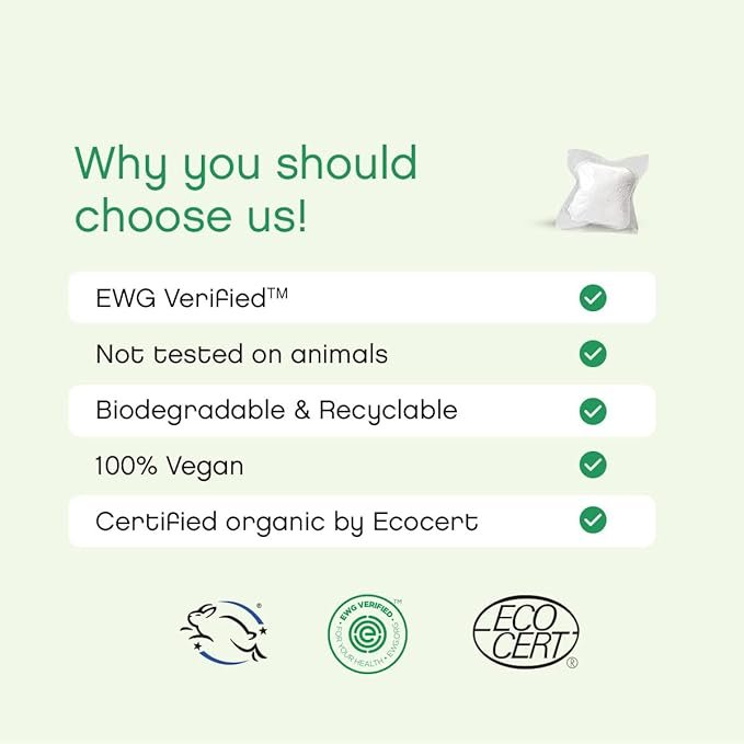 1 Eucalyptus Laundry Pods by AspenClean, New and Improved Packaging, Zero Plastic, EWG Verified™, Vegan, Hypoallergenic Natural Laundry Detergent - 36 Count