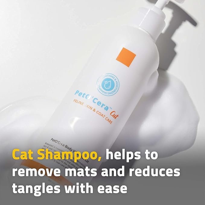 3 PetO’Cera Cat Shampoo | All-in-one Cat Shampoo | Hypoallergenic Itch Relief &Moisturizing | Veterinarian Approved and Formulated Shampoo for Cats (1 Bottle (10.1oz))