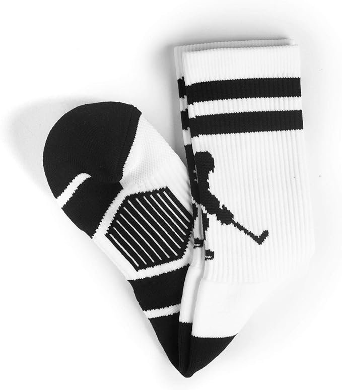 2 ChalkTalkSPORTS Hockey Half Cushioned Crew Socks | Hockey Player | Multiple Colors & Sizes