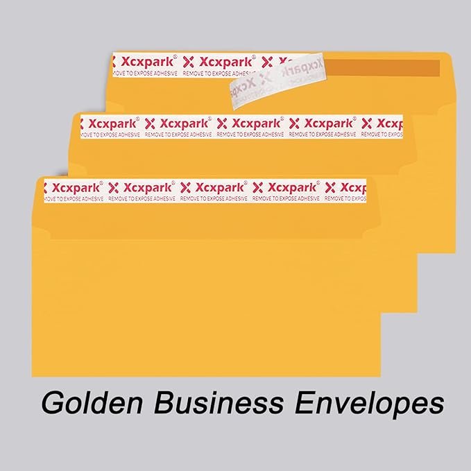 4 120 PCS #10 Golden Self Seal Kraft 4-1/8 x 9-1/2 inches Security Envelopes, Windowless Invisible Envelopes Super Strong Quick Seal Envelopes Security Tint Pattern Secure