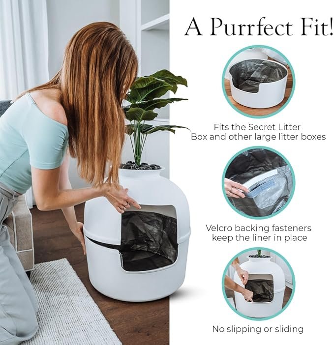 2 Reusable Litter Box Liners by Bundle & Bliss, 3-Pack - Easy to Clean, Non-Slip Litter Liners For Secret Litter Box - Durable Design, Waterproof, Scoop & Scratch-Resistant, Leak Proof, Machine-Washable
