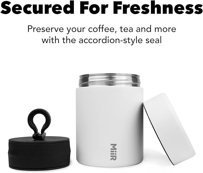 1 MiiR, Stainless Steel Beverage Canister, Multi-Purpose Beverage and Hot Brew Caddy, Sturdy and Travel-Friendly, Color: White