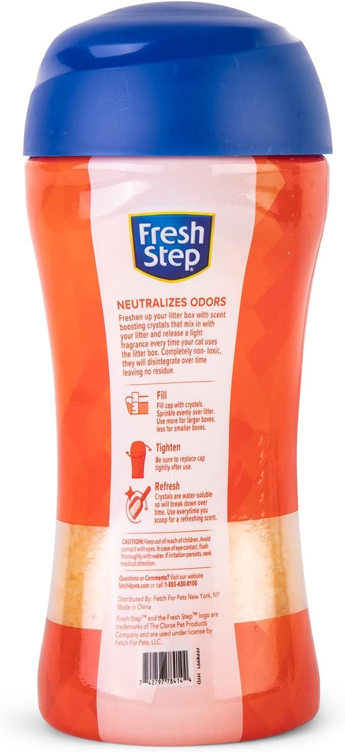 1 Fresh Step Cat Litter Crystals In summer Breeze Scent | Cat Litter Box Deodorizer which Combats Odors and Neutralizes Smells to Keep Your Home Clean, 15 Ounces, Packaging may vary