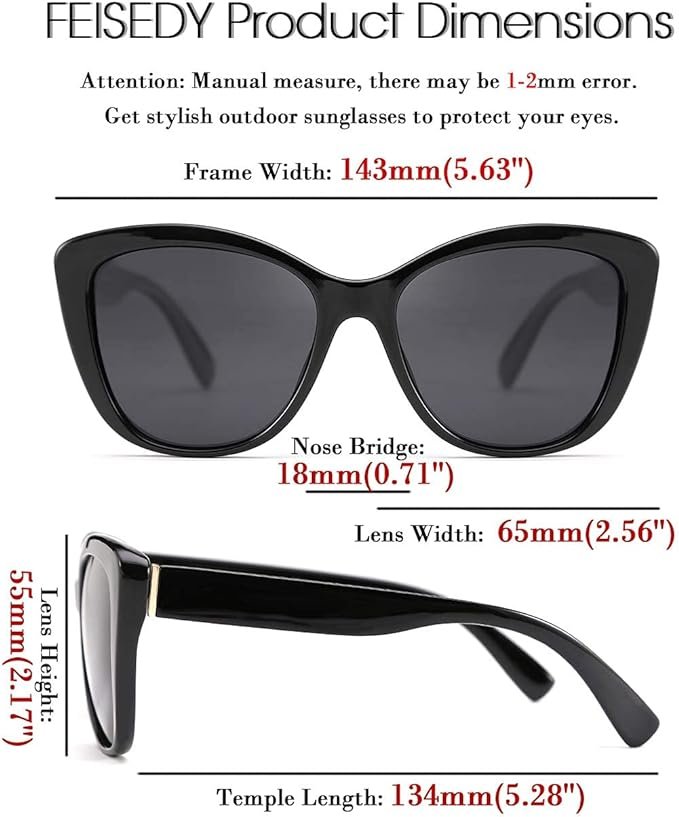 4 FEISEDY B2451 Vintage Square Cat Eye Sunglasses with Polarized lenses (White, 56)