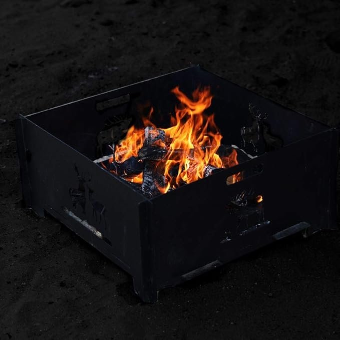 4 Portable Plug Fire Pit, 15.8 Inch Collapsible Firepits for Outside Wood Burning, Folding Outdoor Indoor Accessories for BBQ Camping Travel or Picnic, Foldable Fire Pits Bonfire of Backyard Patio