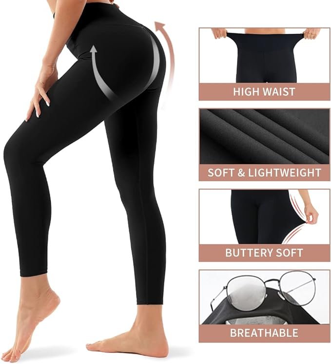 3 4 Pack Leggings for Women Butt Lift High Waisted Tummy Control No See-Through Yoga Pants Workout Running Leggings