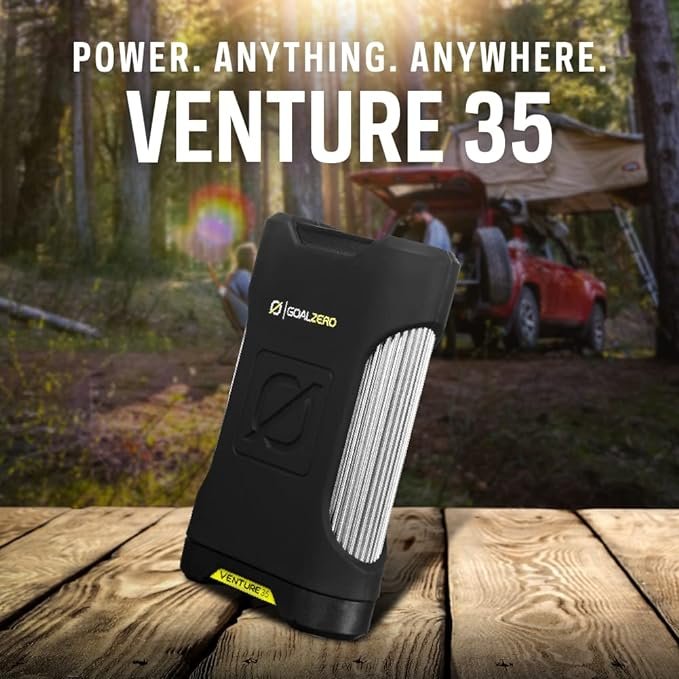 1 Venture 35 Charger Bank - Power Solution 9600mAH Portable Device with USB-C Power Delivery, Dual USB Outputs, IP67 Rating, and 50 Lumens Light