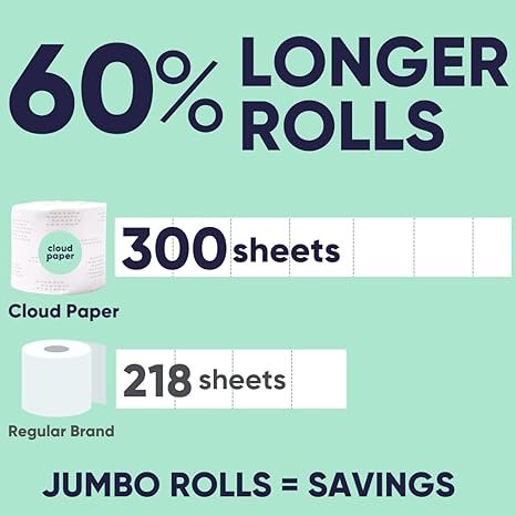 2 EcoCloud Bamboo Bathroom Tissue - 24 Rolls of Sustainable Toilet Paper, 3-ply, 300 sheets per roll - Gentle and resilient, FSC-certified, Chlorine-Free, Free of Plastic, Suitable for Vegans