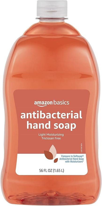 4 Amazon Basics Antibacterial Liquid Hand Soap Refill, Light Moisturizing, Triclosan-Free, Citrus, 56 Fl Oz (Previously Solimo)