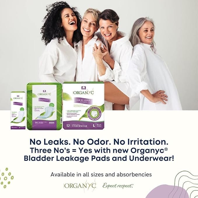 1 Organyc 100% Organic Cotton Light Incontinence Liners for Bladder Leakage Control, FSA/HSA Eligible, Ultra Thin, Light Flow, 24 Count