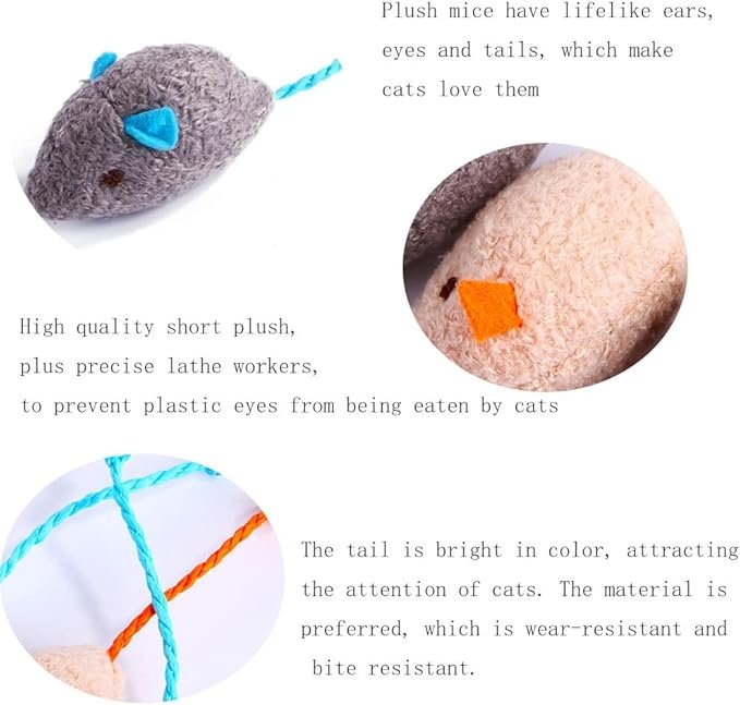 1 Q.Y.HOME Cat Toy Interactive Toy Plush Mouse Shaped Toy - (3 Pack),Small Breeds