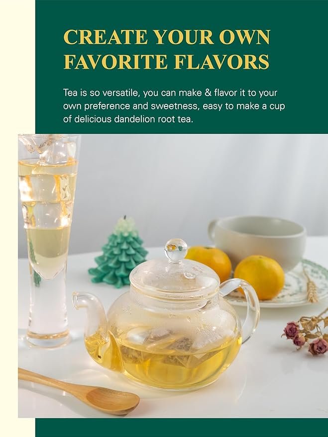 5 GLDNT Organic Dandelion Root Tea Bags, Premium Organic Raw Dandelion Root Tea, Smooth Taste, Caffeine Free, 100 Count