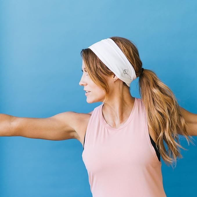 1 Maven Thread Women's No-Slip Sweat-Wicking Headband for Exercise and Yoga, 4-Pack (White + Black Basics)