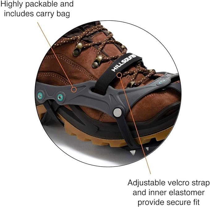 4 Hillsound FlexSteps Crampon, Lightweight Ice Cleat Traction for Snow & Light Trail Hiking