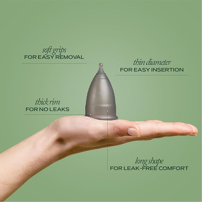 3 Hempress Charcoal Period Cup, Medical Grade Silicone, Feminine Care Reusable Menstrual Cups for Women, Soft, Comfortable, Flexible, Leakproof, Bleach & Toxin Free, Stain Resistant, Up to 12 Hour Wear
