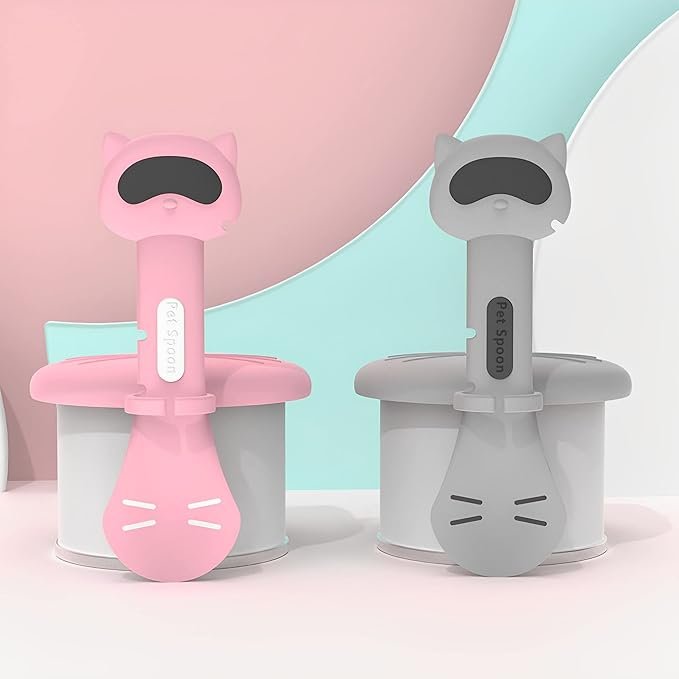 2 CUITIBI Cat Food Can Lids and Spoon,Cat Wet Food Spoon With Silicone Lid - Universal Size Fit Most Standard Size Cans