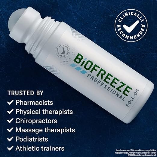 2 Biofreeze Professional Pain Relieving Gel,Topical Analgesic for Enhanced Relief of Arthritis, Muscle, and Joint Pain, NSAID Free Pain Reliever Cream, Roll-On 3 oz., Colorless Formula, 5% Menthol