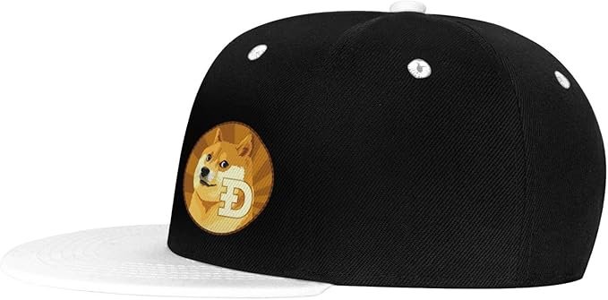 2 Dogecoin Flat Bill Hats Contrast Hip Hop Baseball Cap Unisex Snapback Rock Caps