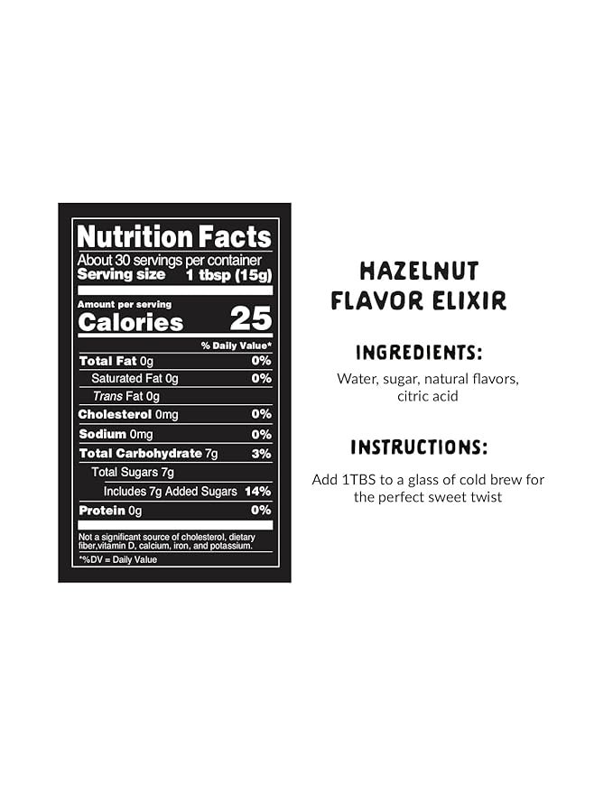 4 Premium Hazelnut Coffee Syrup Elixir | Flavor Booster for Cocktails, Shakes, and Mix Drinks | 12.7 oz | Yields 30 Servings