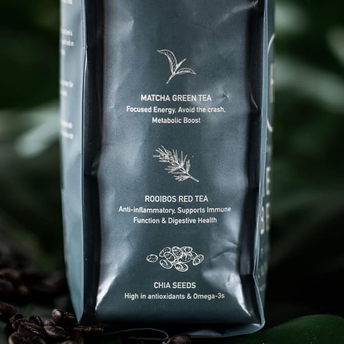 2 Healthy Bean Coffee - Organic Low Acid Coffee Beans, Superfood Infused Whole Bean Coffee, Clean & Healthy Coffee - USDA Organic Mold Free Coffee Beans, Mycotoxin Free Coffee - Semi-Dark Roast, 10oz