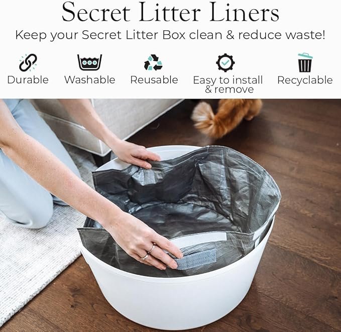 1 Reusable Litter Box Liners by Bundle & Bliss, 3-Pack - Easy to Clean, Non-Slip Litter Liners For Secret Litter Box - Durable Design, Waterproof, Scoop & Scratch-Resistant, Leak Proof, Machine-Washable