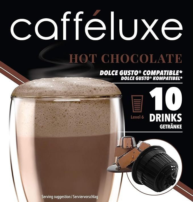 6 Caffeplus | 40 Coffee Pods | Dolce Gusto Similar Capsules | Creamy Milk hot chocolate capsules | 40 portions