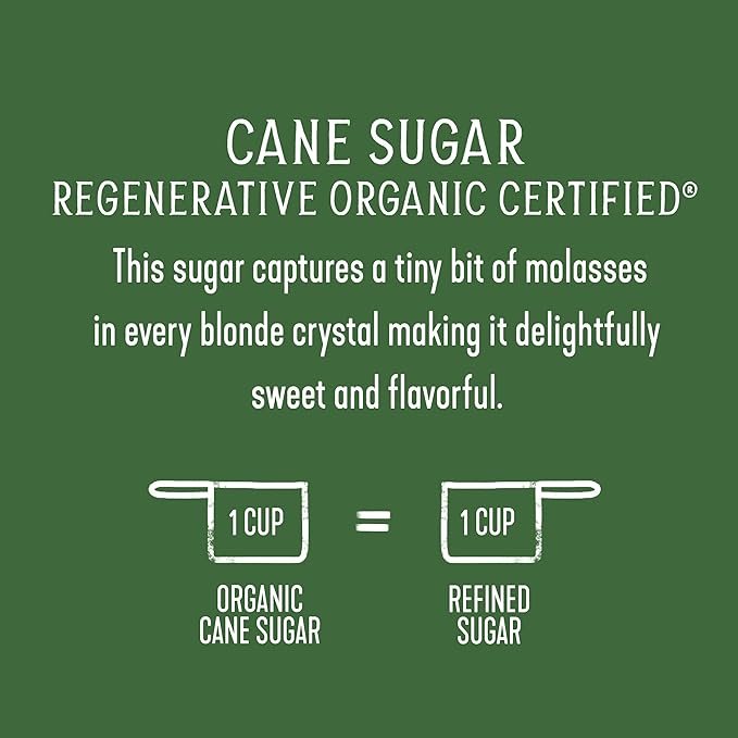 3 Wholesome Sweeteners 26-Ounce Regenerative Organic Certified, Cane Sugar, Fair Trade, Non GMO, Gluten Free & Vegan, for Baking and Sweetening, 1 Pack