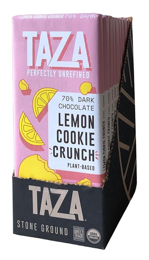 1 Taza Chocolate Organic Smooth & Crunchy Bars 70% Stone Ground, Lemon Cookie Crunch 2.5 Ounces (10 Count), Vegan